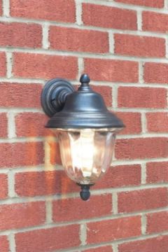 A Traditional Outdoor Wall Lantern with Clear Ribbed Glass ID Large View