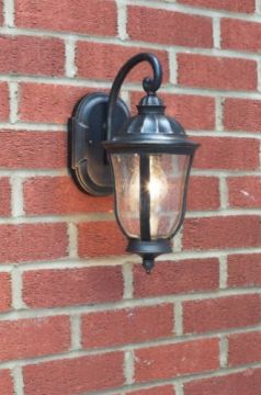 A Traditional Outdoor Wall Light with Antique Textured Glass ID Large View