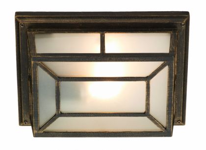 A Flush Outdoor Wall/Ceiling Light in Black Gold ID Large View