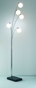 A Tall Floor Lamp with 5 Spherical Opal Glass Shades - DISCONTINUED Large View