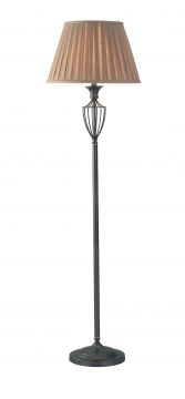 A Traditional Iron Effect Floor Lamp Complete with Shade - DISCONTINUED Large View