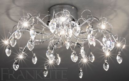 Polished Chrome and Crystal Flush Ceiling 10 Light ID Large View
