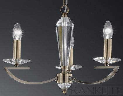 3 Arm Chandelier with Crystal - Colour and Shade Options ID Large View