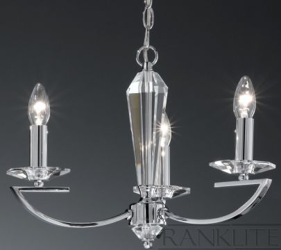 3 Arm Chandelier with Crystal - Colour and Shade Options ID Large View