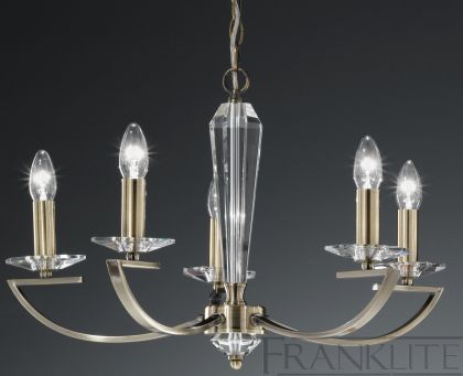 5 Arm Chandelier with Crystal - Colour and Shade Options ID Large View