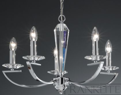 5 Arm Chandelier with Crystal - Colour and Shade Options ID Large View