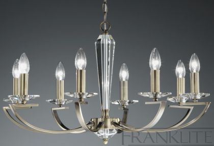 8 Arm Chandelier with Crystal  - Colour and Shade Options ID Large View