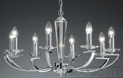 8 Arm Chandelier with Crystal  - Colour and Shade Options ID Large View