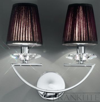 Double Wall Light with Crystal - Colour & Shade Options ID Large View