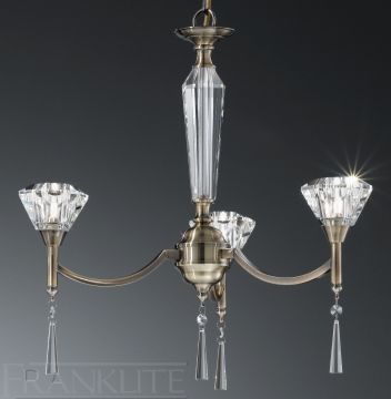 3 Arm Chandelier with Crystal Glass Shades - Colour Options ID Large View