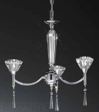 3 Arm Chandelier with Crystal Glass Shades - Colour Options ID Large View