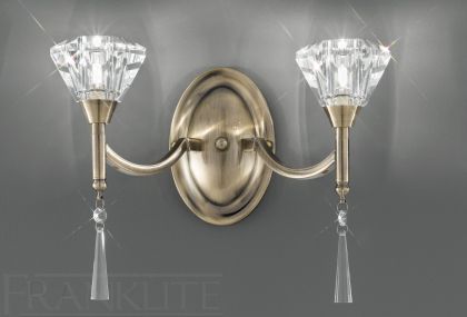 Double Wall Light with Crystal Glass Shades - Colour Options ID Large View