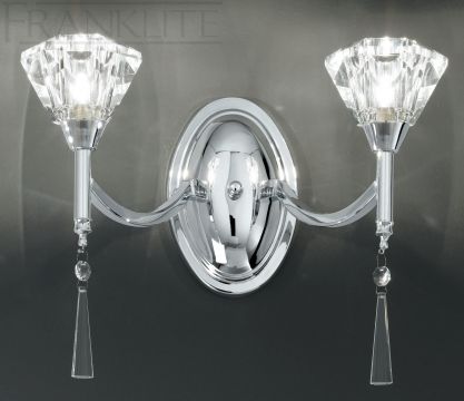 Double Wall Light with Crystal Glass Shades - Colour Options ID Large View