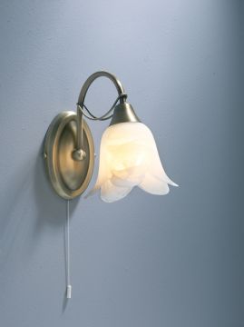 A Single Wall Light in Antique Brass with Frosted Glass Shades ID Large View