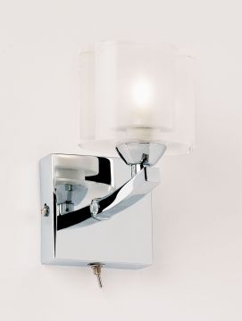 Single Wall Light with a Frosted Glass Shade and Chrome Finish - DISCONTINUED Large View