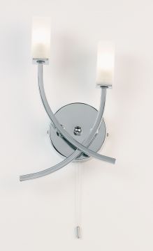 Chrome 2-Arm Wall Light with Frosted Glass Shades ID Large View