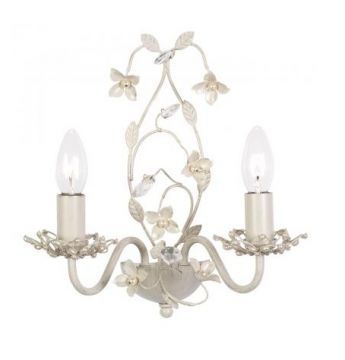 A Floral Design 2-Arm Wall Light with Cream Gold Finish - DISCONTINUED Large View