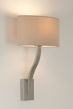 Matt Nickel Wall Light with Oyster Shade - Colour Options ID Large View