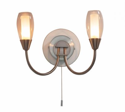 A Double Arm Wall Light with Switch in Satin Siver ID Large View