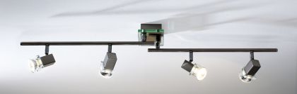 Four Spotlights on an Adjustable Bar in Black Chrome - DISCONTINUED Large View