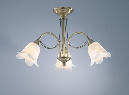 A 3-Arm Semi-Flush Ceiling Light in Antique Brass ID Large View