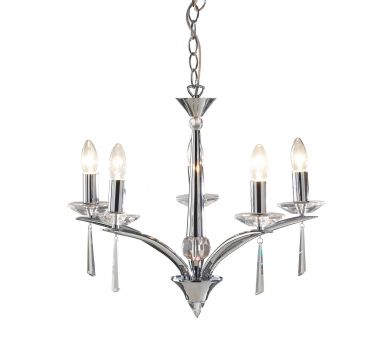 A 5-Arm Crystal and Chrome Ceiling Light ID Large View