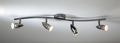 Four Adjustable Spotlights on a Curved Bar - Black Chrome - DISCONTINUED Large View