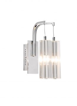 A 2-Arm Chrome Wall Light with Hanging Crystal Shades ID  Large View