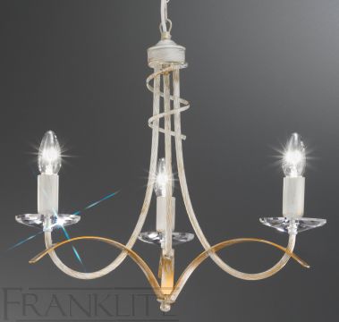 Ivory-Gold and Crystal 3 Arm Italian Chandelier - DISCONTINUED Large View