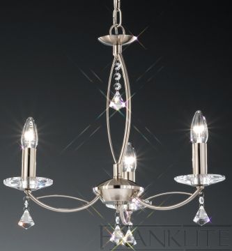Satin Nickel and Crystal 3 Arm Ceiling LIght ID Large View