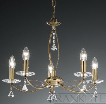 5 Arm Ceiling Light with Crystal - Colour Options ID Large View