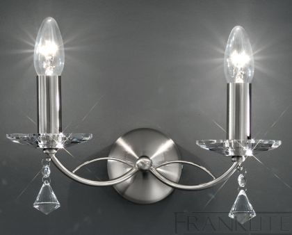 Satin Nickel and Crystal Double Wall Light ID Large View