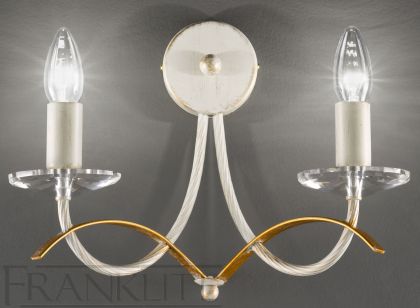 Ivory-Gold and Crystal Italian Double Wall Light - DISCONTINUED Large View