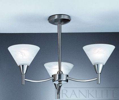 A 3-Arm Semi-Flush Ceiling Light with Alabaster Effect Glass ID Large View