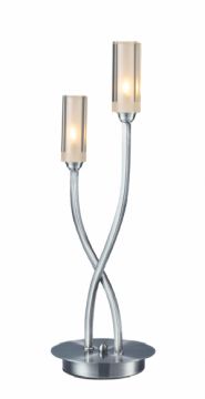 Satin Chrome Double Arm Table Lamp with Cut Glass Shades ID Large View