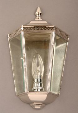 A Traditional Handmade Half-Lantern Wall Light in Nickel ID Large View
