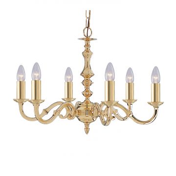 A Traditional 6-Arm Solid Brass Chandelier ID Large View