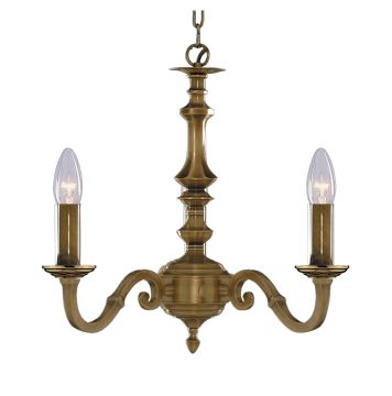 A Traditional 3-Arm Antique Brass Chandelier - DISCONTINUED Large View