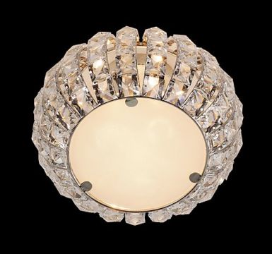 A Flush Ceiling Light with Chrome Frame and Crystal Body ID Large View