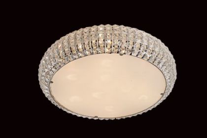 A Flush Ceiling Light with Chrome Frame and Crystal Body ID Large View