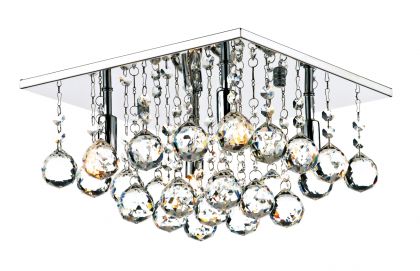 Polished Chrome Square Flush Crystal Ceiling Light ID Large View
