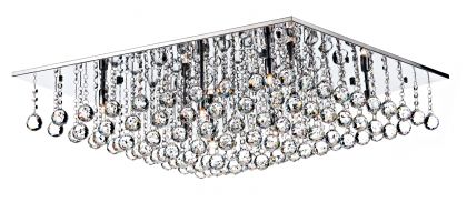 Polished Chrome Square Flush Crystal Ceiling Light ID Large View