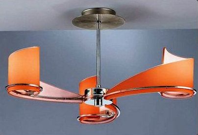 A Premium 3-Arm Italian Ceiling Light with Orange Glass - DISCONTINUED Large View