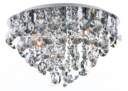 A Flush Polished Chrome Ceiling Light with Crystal Decoration ID  Large View