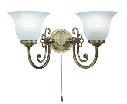 A 2-arm Wall Light with Scavo Glass Shades - Light Antique Finish ID Large View