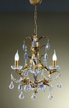 Hand made 3 arm Italian chandelier with chunky crystal ID  Large View