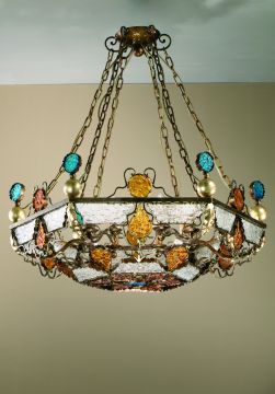 Large Italian chandelier with coloured murano glass ID Large View