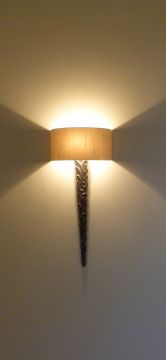 Large Bronze  Wall Light with Silk Fabric Shade ID Large View