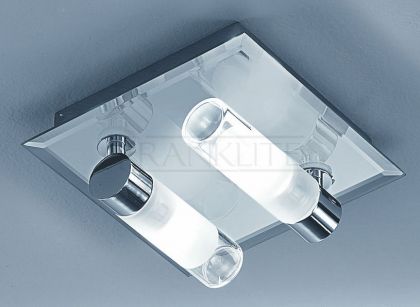 A Flush Bathroom Ceiling Light with Partly Frosted Glass Shades - DISCONTINUED Large View