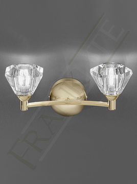 Polished Brass and Crystal Glass Double Wall Light  ID Large View